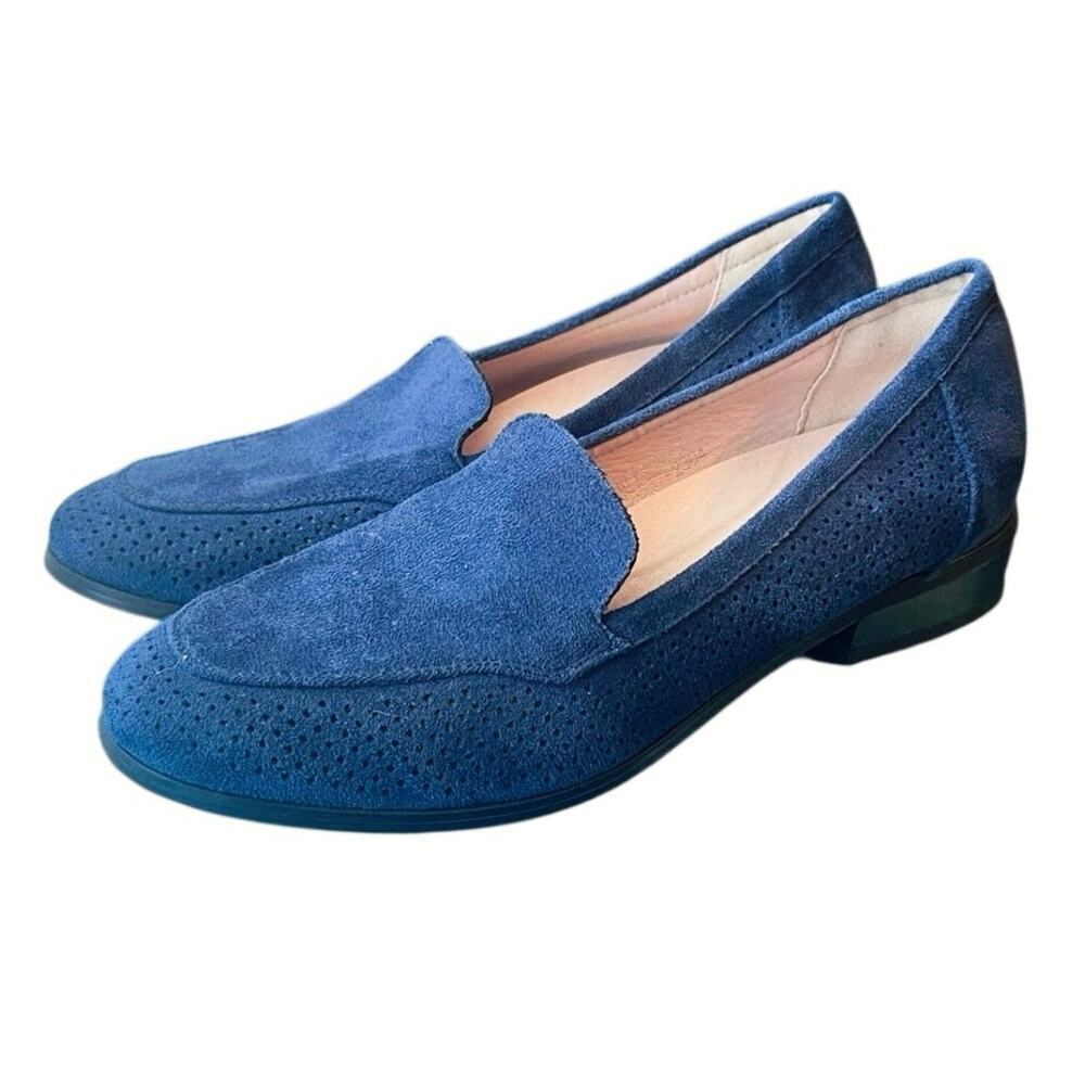 Patrizia by Spring Step Perfetto Blue Suede Loafers Size 38 7.5 8 Preppy Flats